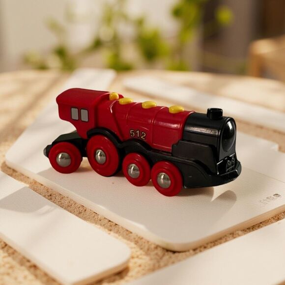 BRIO World Wooden Mighty Red Action Locomotive Lights & Sounds Works! A11 - Picture 1 of 8
